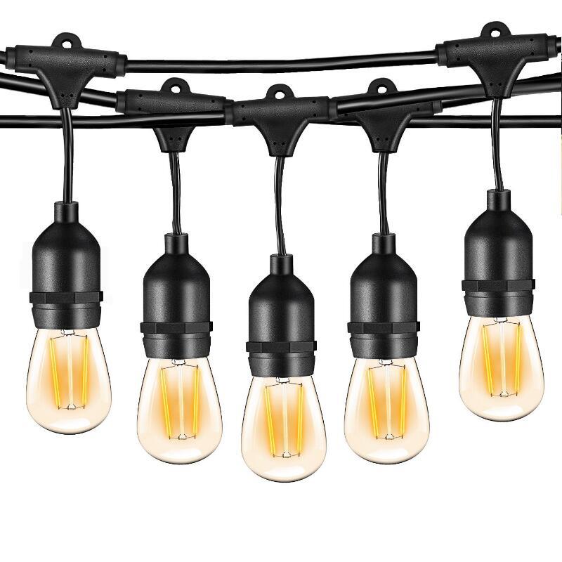 Thrisdar 15M Outdoor String Light with 15PCS S14 Edison Bulbs Commercial Grade Backyard Bistro Hanging Patio Globe Garland Light