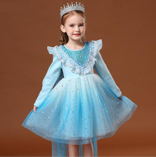 10.22th Size 100-150cm Christmas Princess Dress 2019 Autumn winter children festival Dress Children's birthday party dress