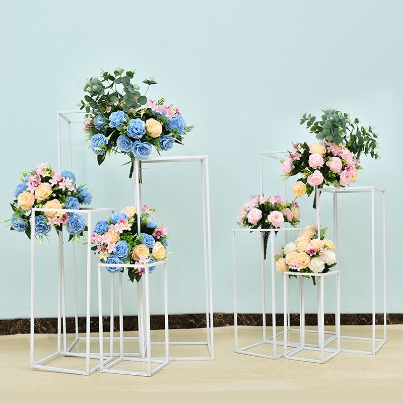 10PCS Wedding/Table Centerpieces Flower/Floor Vases Metal Road Lead White Flower Stand/Pot/Rack for Wedding/Party Decoration G03