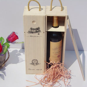 Single Red Wine Packaging Boxes Wood Wine Box for Bar Restaurant Hotel