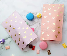 Load image into Gallery viewer, 2000pcs Medium Flat Metallic Gold Heart Paper Bag Blush Pink Violet Color for Wedding Birthday Baby Shower Gift Snack Candy