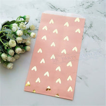 Load image into Gallery viewer, 2000pcs Medium Flat Metallic Gold Heart Paper Bag Blush Pink Violet Color for Wedding Birthday Baby Shower Gift Snack Candy