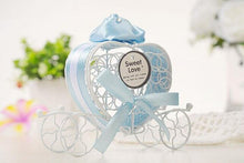 Load image into Gallery viewer, 100pcs/lot New Wedding supplies hollow wire heart-shaped pumpkin car candy box wedding carriage white iron candy box SN2005