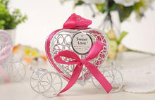 Load image into Gallery viewer, 100pcs/lot New Wedding supplies hollow wire heart-shaped pumpkin car candy box wedding carriage white iron candy box SN2005