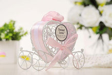 Load image into Gallery viewer, 100pcs/lot New Wedding supplies hollow wire heart-shaped pumpkin car candy box wedding carriage white iron candy box SN2005