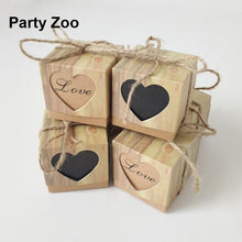 Load image into Gallery viewer, 1000 x Rustic Square Candy Box Love Kraft Bonbonniere Paper Boxes with Burlap Jute Twine For Wedding Party Decor